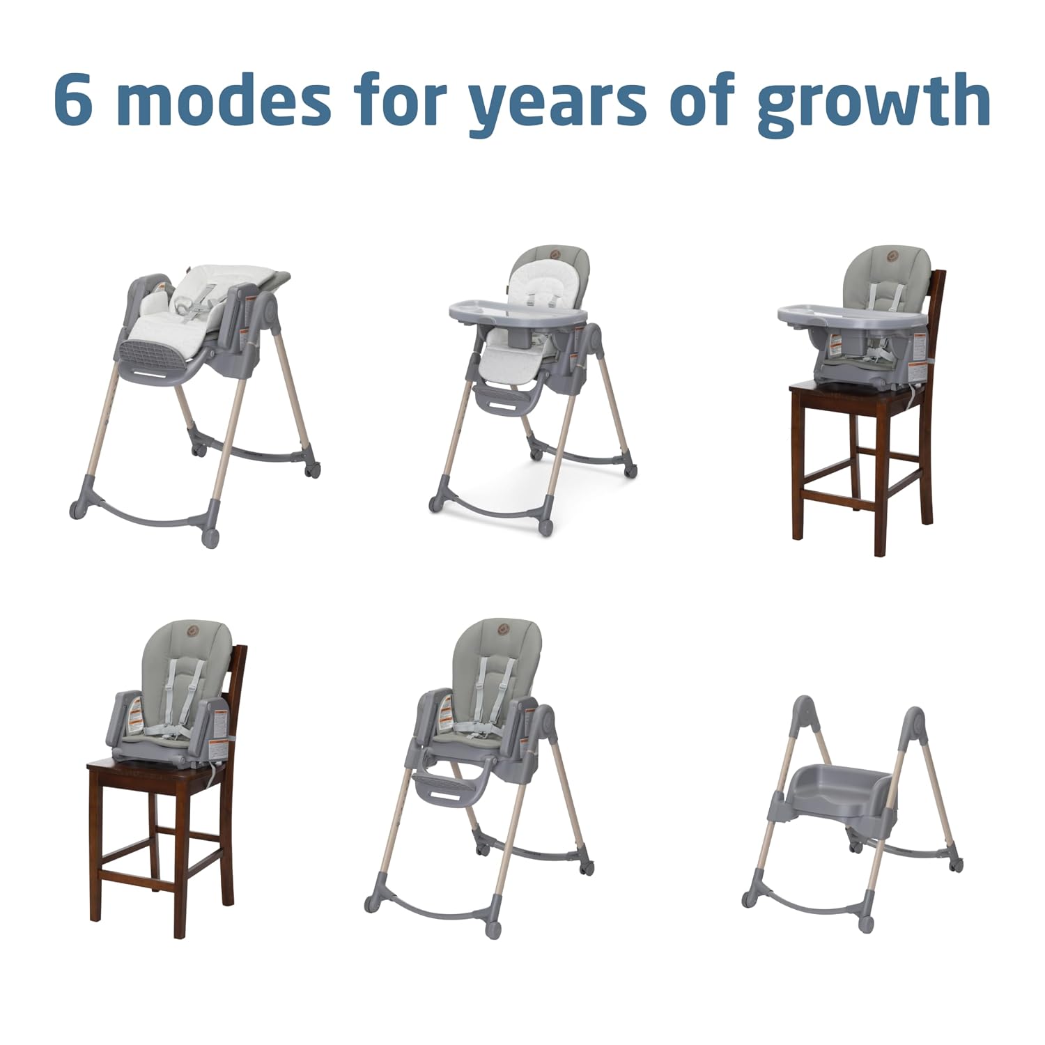 Maxi-Cosi Minla 6-in-1 High Chair for Babies & Toddlers, Portable Foldable Highchair, EcoCare Fabric, 9 Heights, 5 Reclines, 4 Tray Positions, Classic Green