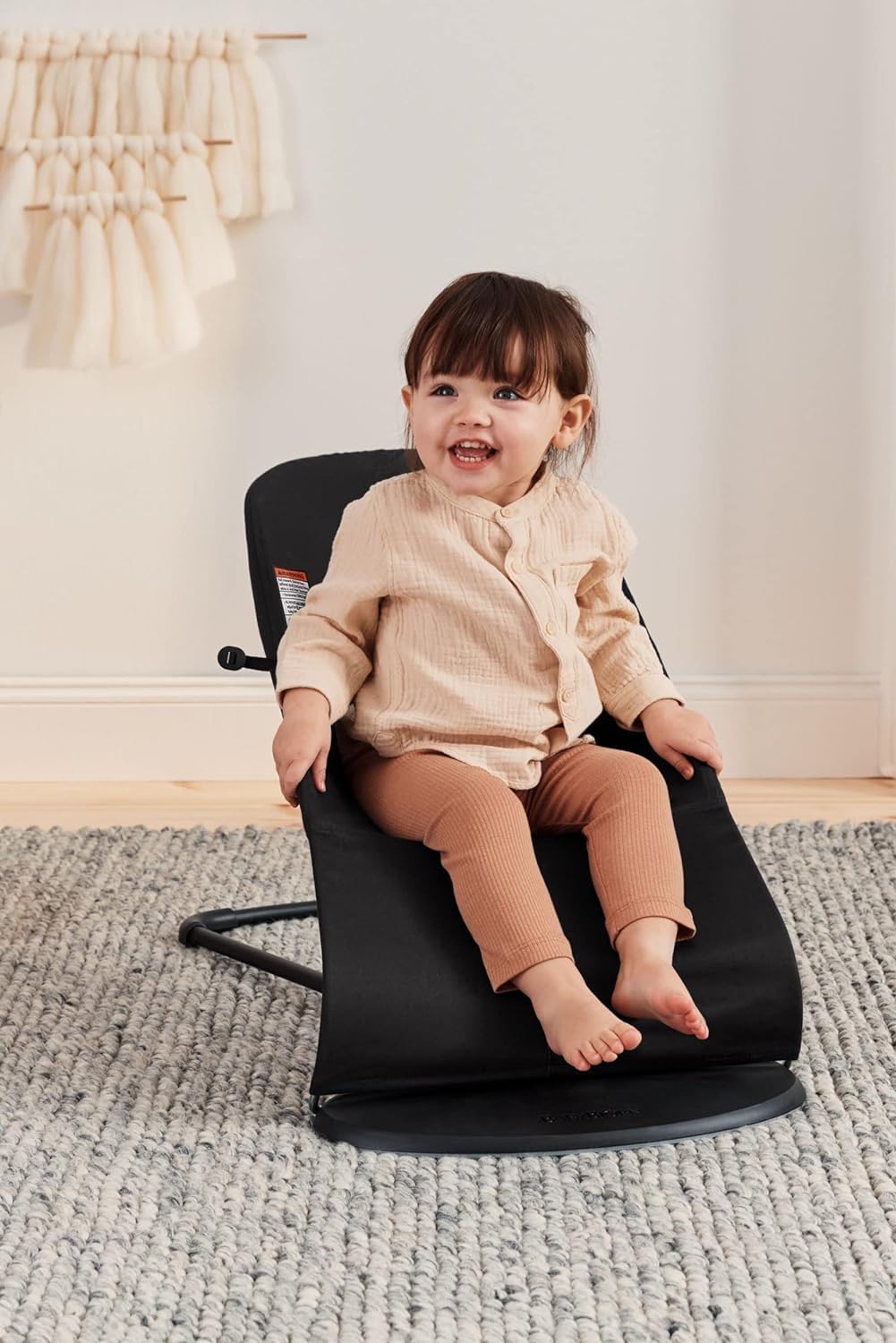 BabyBjörn Bouncer Balance Soft, Black/Dark Gray, Woven | 2-in-1 Adjustable Baby Bouncer Seat and Toddler Chair, Newborn to Toddler (8-29 lbs), 4 Positions, Lightweight & Portable