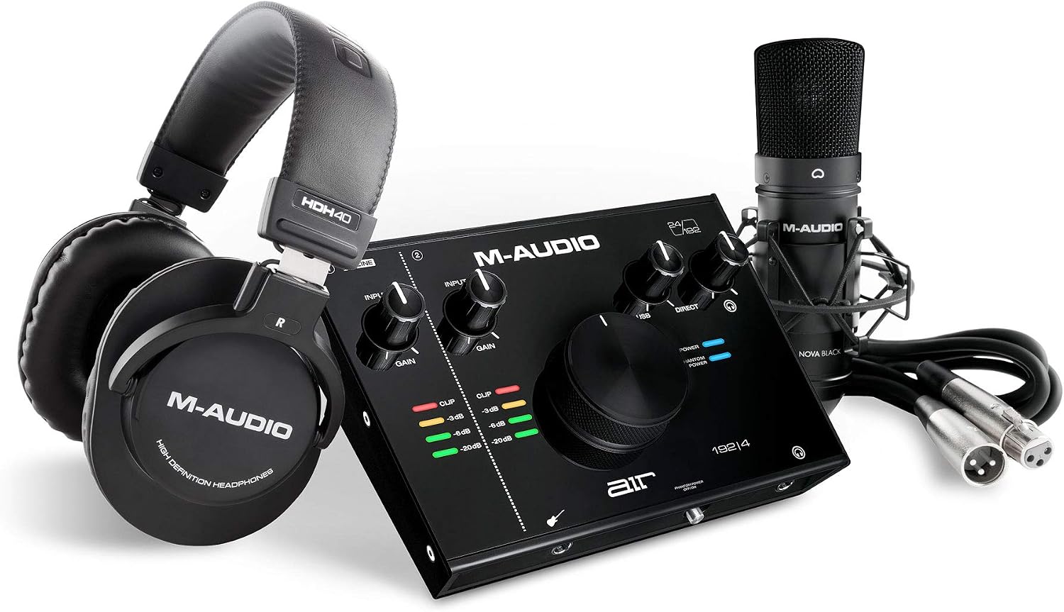 M-AUDIO AIR192x4 VSPro USB-C Audio Interface, XLR Condenser Microphone and Studio Headphones for Recording, Podcasting, Streaming with HD Sound