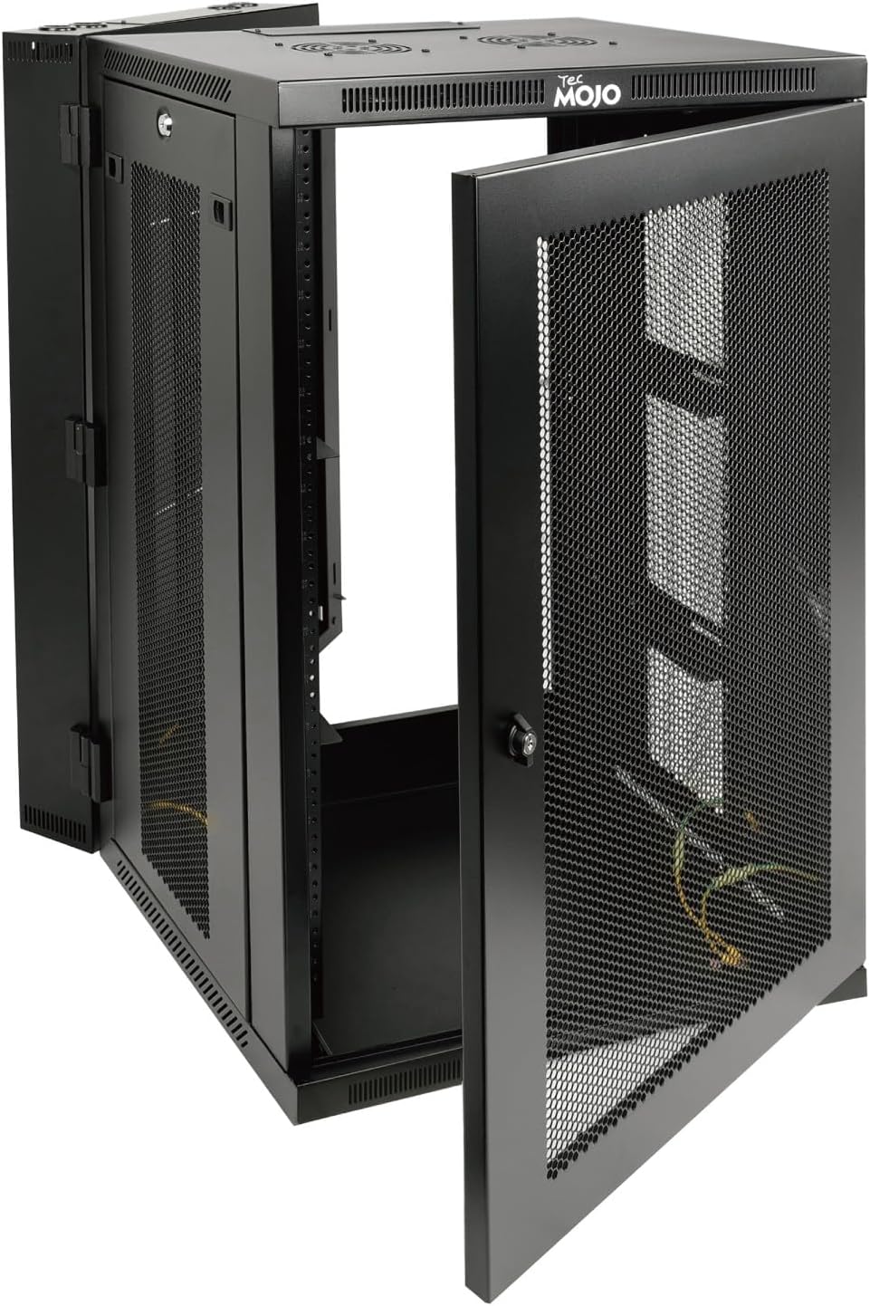 Tecmojo Fully Welded Server Cabinet, 18U Wall Mount Rack, 21.7inch Depth Network Rack, Mesh Door, Swing Out, Load Bearing 242lbs (110 kg), Network Cabinet for 19in Computer/AV/Data/IT Equipment