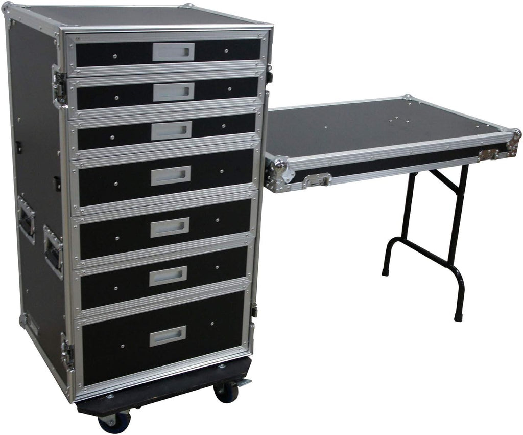 Harmony Audio Cases HC-drawerC Portable Rolling 7 Drawer Production Vendor Show Work Case Table