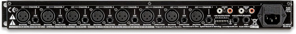 ART MX821S Eight Channel Mic/Line Mixer with Stereo Outputs, MultiColored