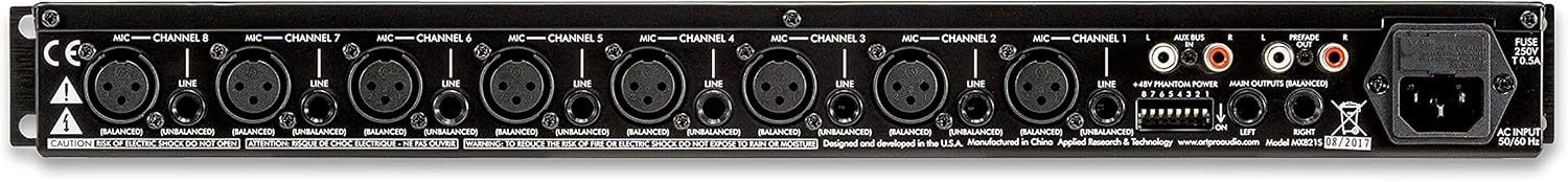 ART MX821S Eight Channel Mic/Line Mixer with Stereo Outputs, MultiColored