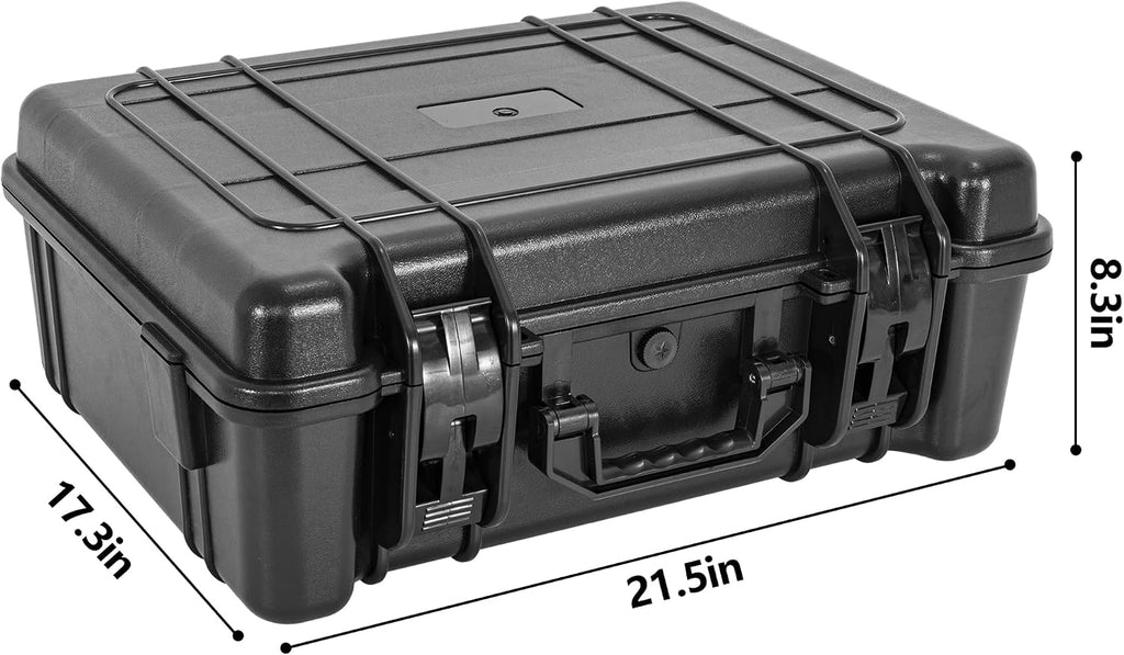 Hard Carrying Case,Shockproof Storage Box with Customizable Foam,Portable Protective Tool Box for Microphone,Recorder,Electronics,Tools,Cameras,Equipment and More, 21.5' x 17.3' x 6'