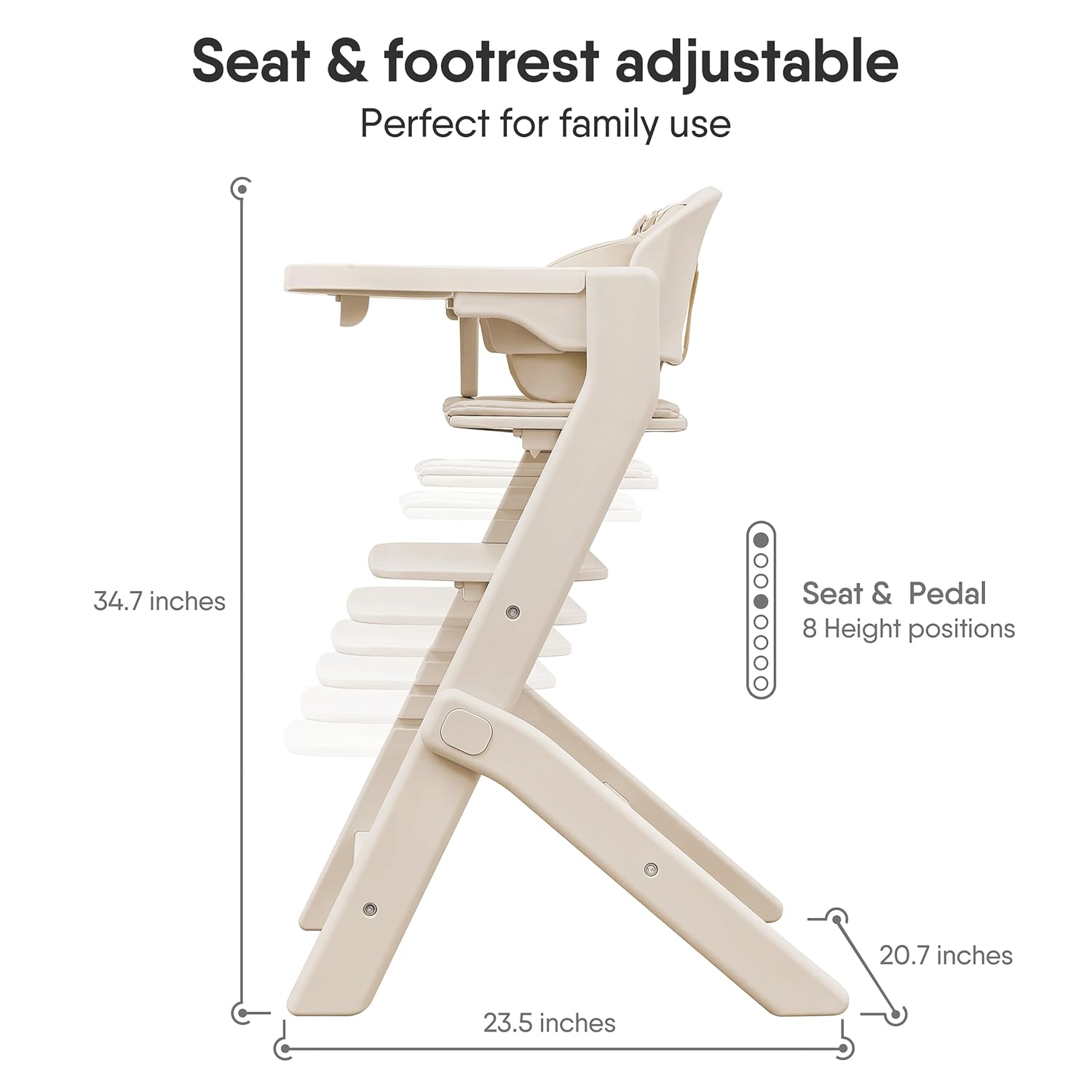 Obee Odee Full-Body Washable Baby High Chair with Soft Cushion, Adjustable for 6 Months to 220 Lb - Multifunctional and Convertible High Chairs for Babies and Toddlers -Portable and Easy Operation