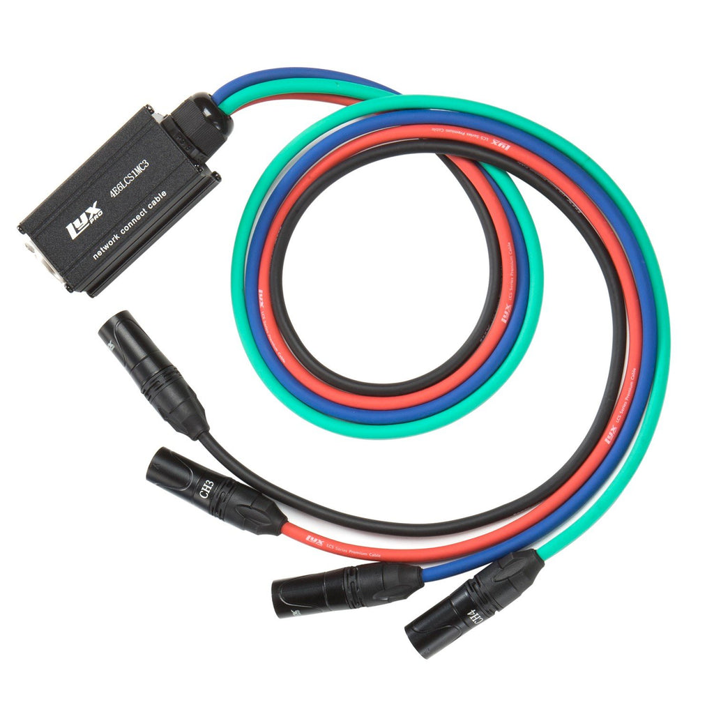 Lyxpro 4 Channel XLR Cable Snake AES and DMX Connect 4 channle XLR to 150' Single Ethercon Cat 6 Cable