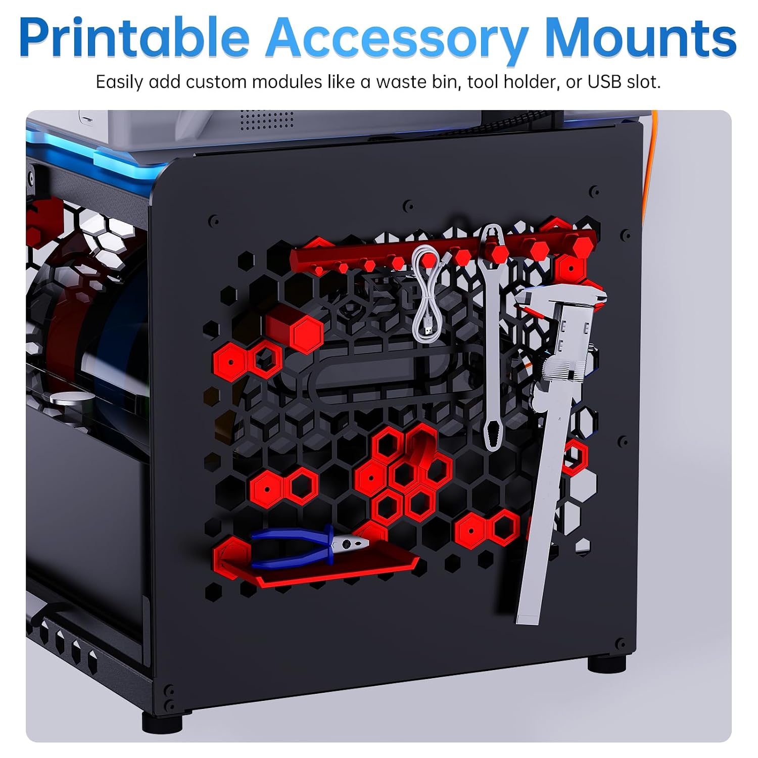 BIQU Panda Stack for Bambu-Lab A1 A1 Mini, 3D Printer AMS Stand Riser, Space Saving AMS Holder, Expandable Honeycomb Side Design