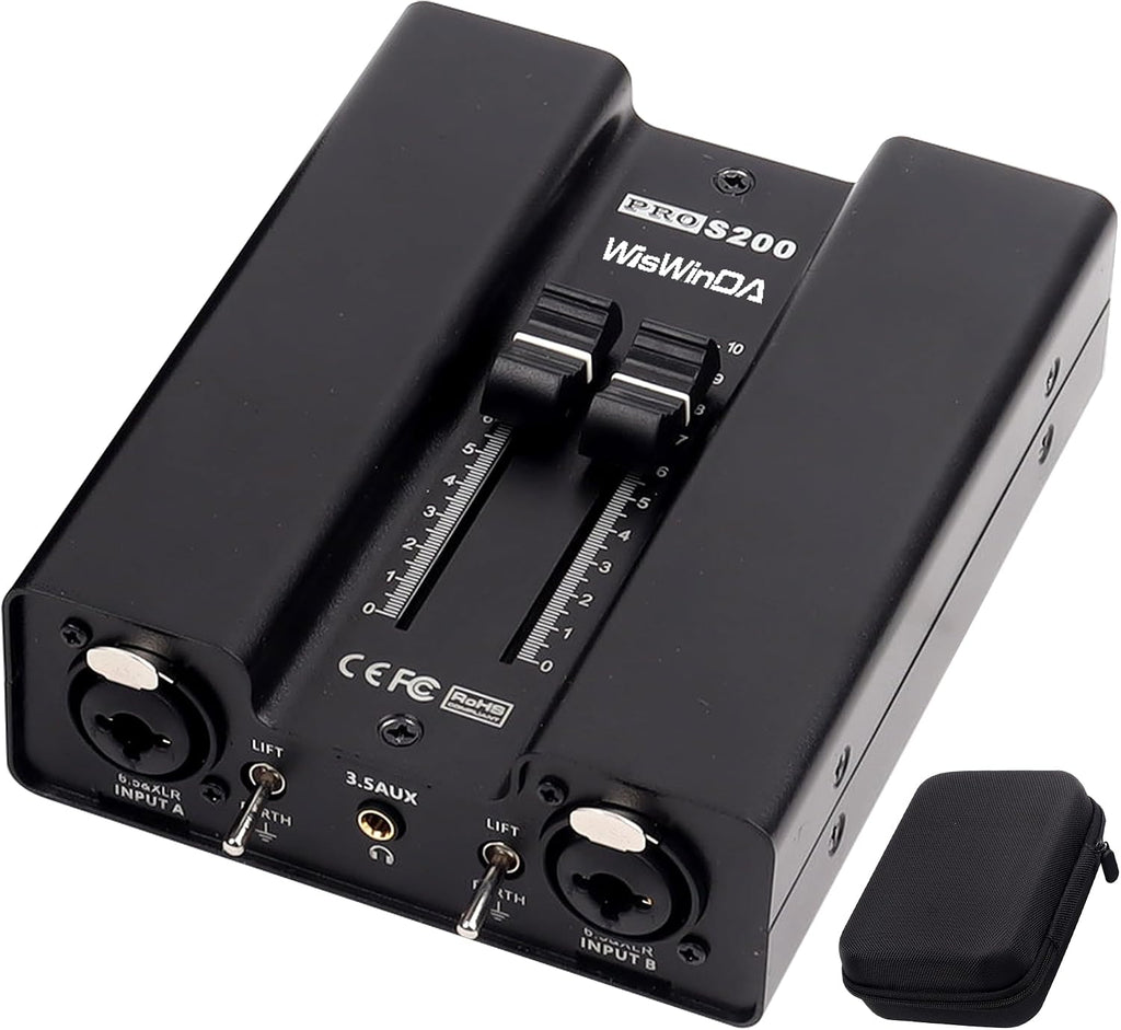 VS200 2Channels Pro XLR/AUX/TS/TRS Passive Hum Eliminator Box with Fader Variable Volume Controller for Audio Equipments Ground Loop Isolator Noise Filter for Different Audio Situation Using