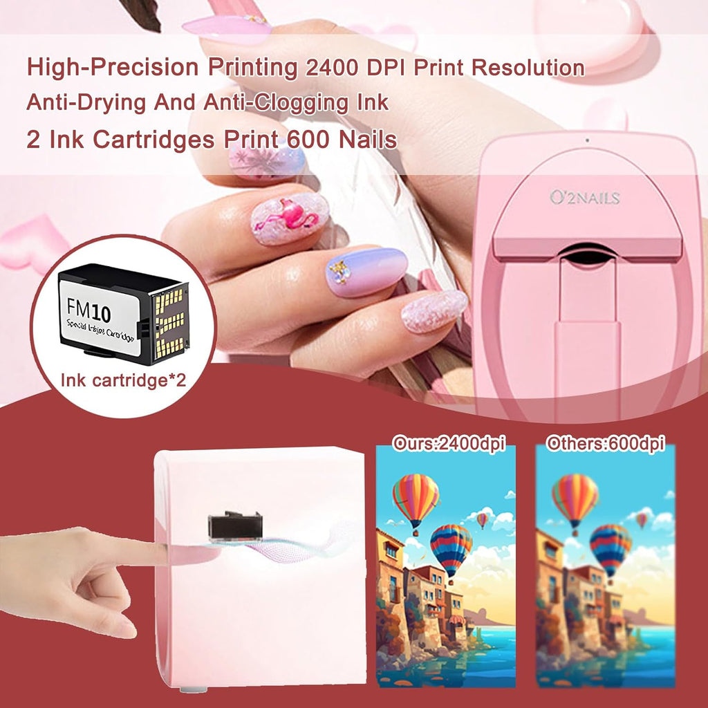 3D Nail Printer for Kids Beginners Safe Portable Device Salon-Grade Mobile Nail Printer,30s Fun Painting, 1000+ Cartoon Designs,with 2 Ink Cartridges, Each Cartridge Can Print 300 Nails B