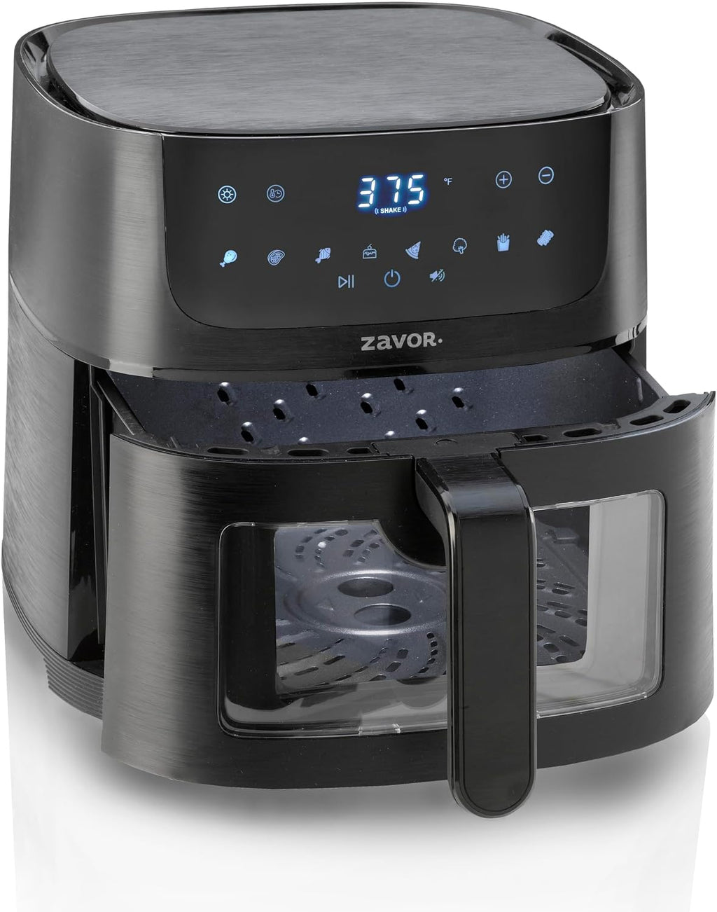 Zavor Sizzle 6 Qt Air Fryer with Basket and Clear Window - Air Fry, Broil, Crisp, Bake and Reheat in a Compact Airfryer with 8 Presets, Shake Alarm and Removable Basket & Handle - Freidora de Aire