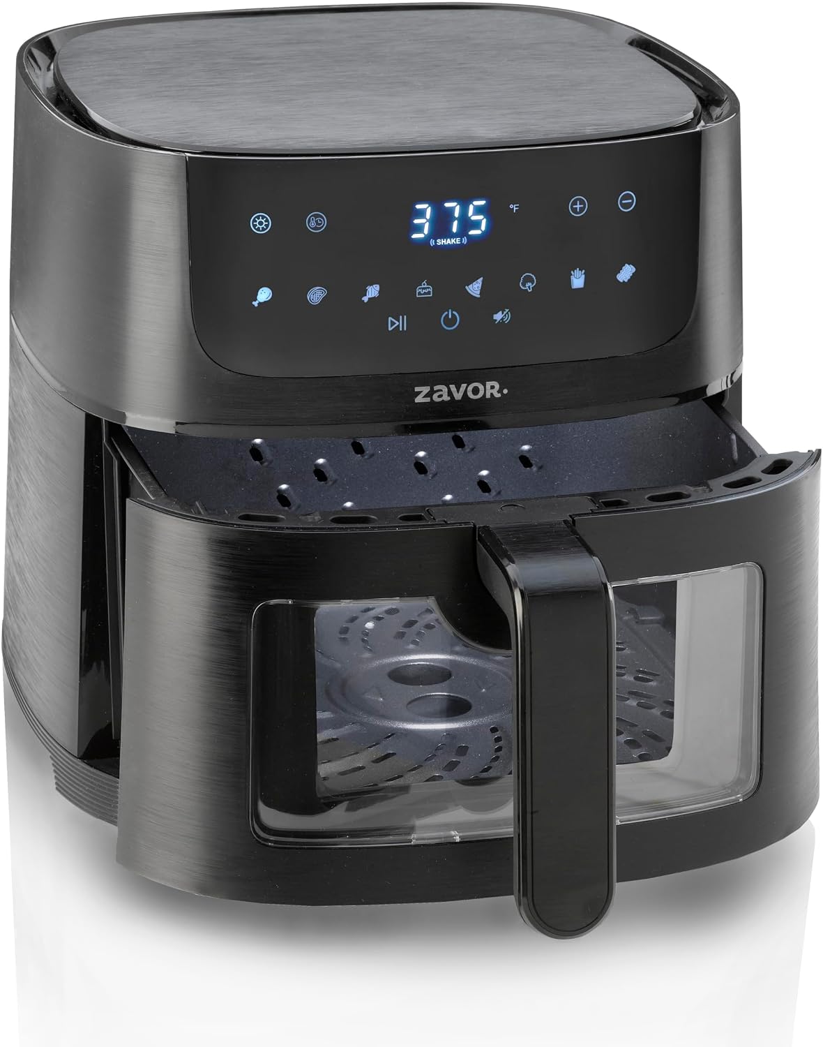 Zavor Sizzle 6 Qt Air Fryer with Basket and Clear Window - Air Fry, Broil, Crisp, Bake and Reheat in a Compact Airfryer with 8 Presets, Shake Alarm and Removable Basket & Handle - Freidora de Aire