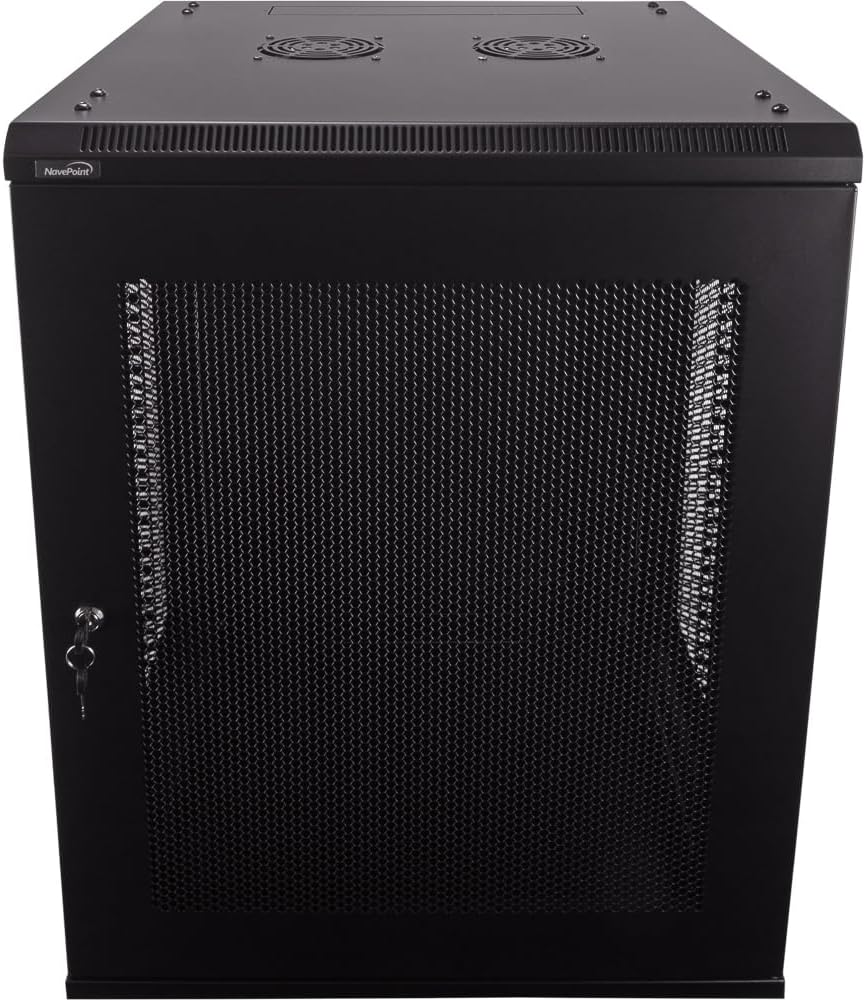 Navepoint 15U Deluxe IT Wallmount Cabinet Enclosure 19-Inch Server Network Rack with Locking Perforated Door 24-Inches Deep Black