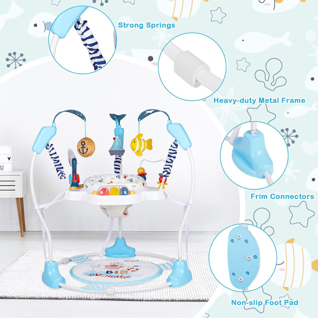 Baby Activity Center, Infant Jumpers and Bouncers with Music, Lights, Infant Toys, 360°Rotating Seat, 3 Adjustable Heights, Baby Play and Learning Center for 6+ Months