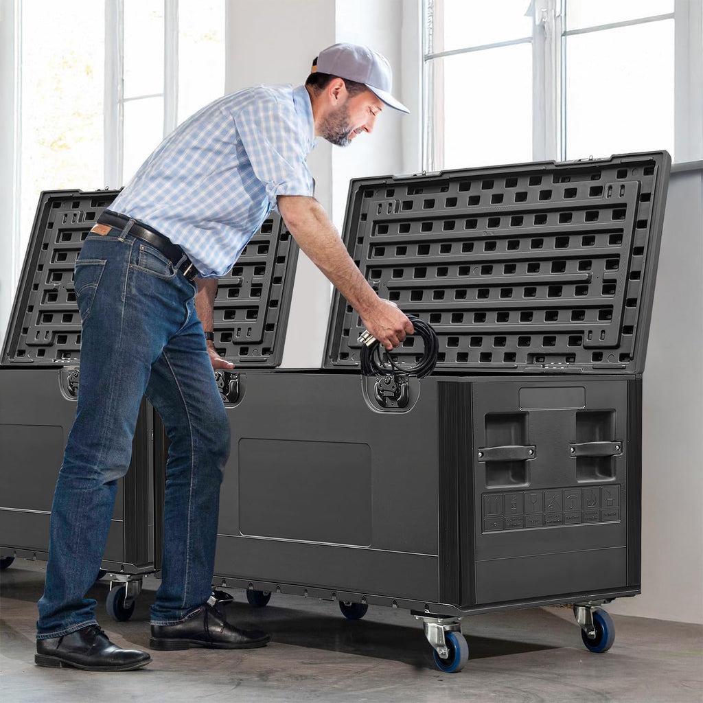 Diandian 35' x 22' x 24' Heavy Duty Rolling Road Case with Wheels, ATA Stackable Flight Case for DJ & Pro Audio Equipment, Touring Ready Storage Trunk