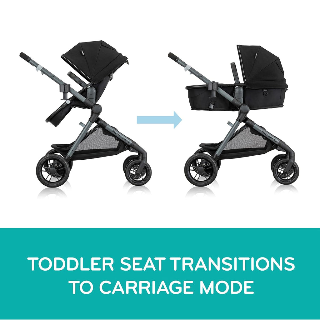 Evenflo Pivot Xpand Modular Travel System with LiteMax Infant Car Seat (Ayrshire Black)
