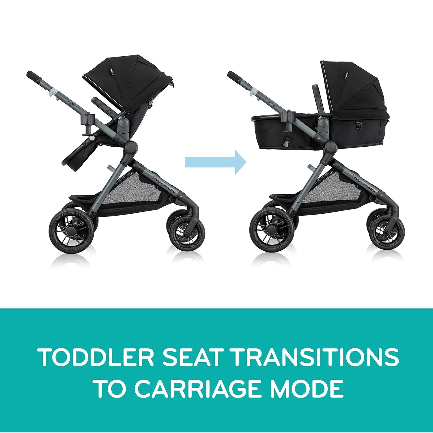 Evenflo Pivot Xpand Modular Travel System with LiteMax Infant Car Seat (Ayrshire Black)