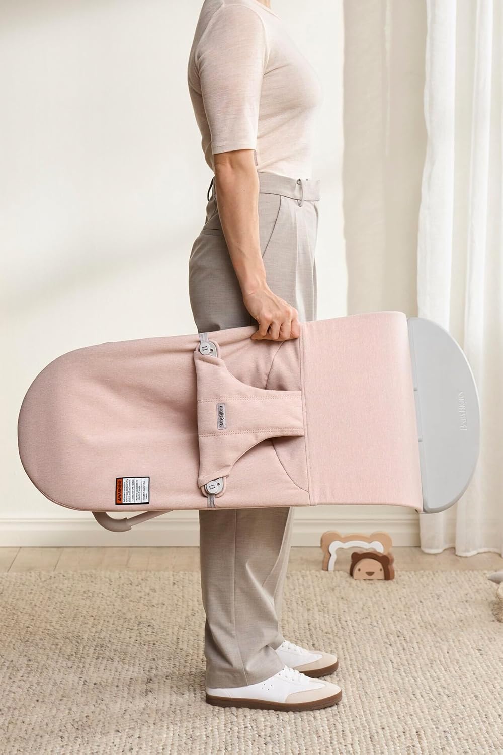 BabyBjörn Bouncer Bliss, Light Pink, Woven Mélange | 2-in-1 Adjustable Baby Bouncer Seat and Toddler Chair, Newborn to Toddler (8-29 lbs), 4 Positions, Lightweight & Portable