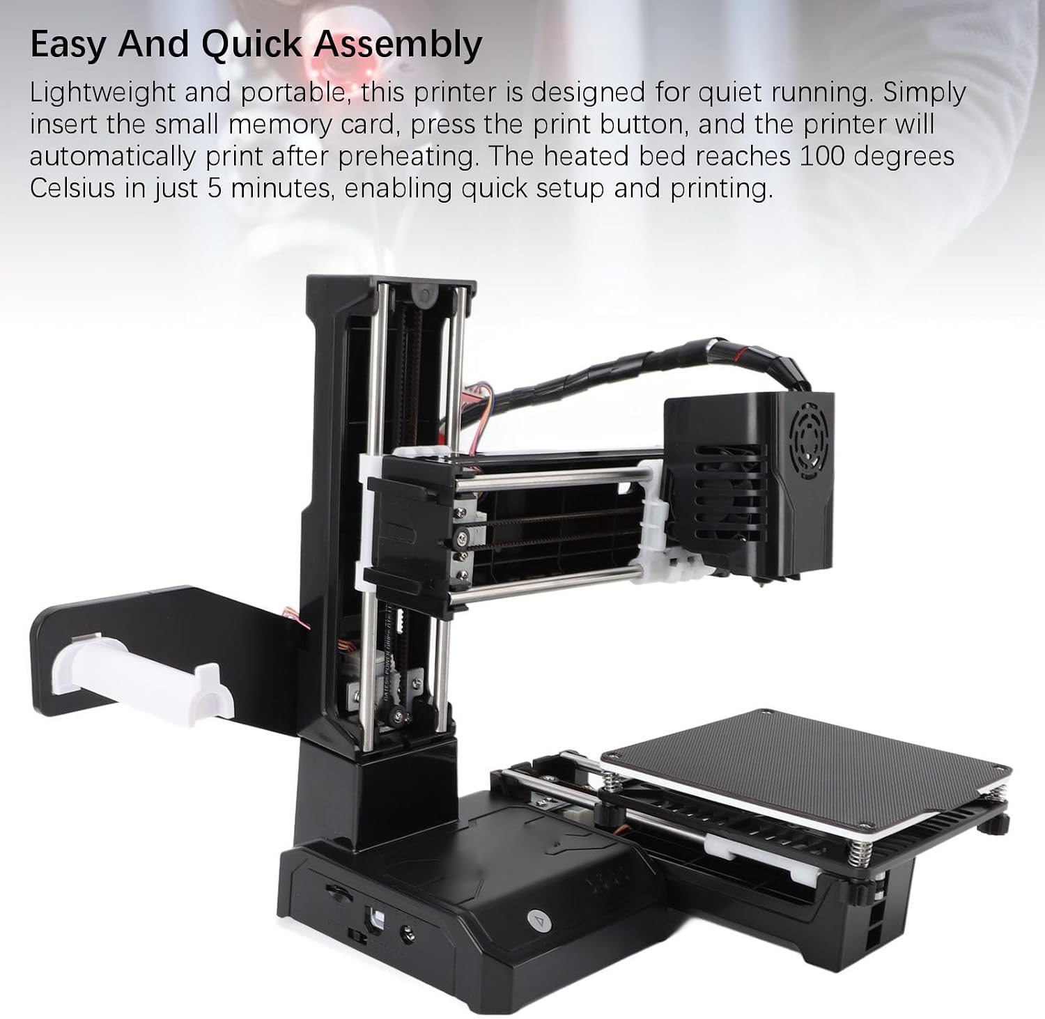 Small 3D Printer with Detachable Magnetic Print Platform, Open Frame, 230°C Direct Extruder, DIY Enthusiasts, for 7 8 10 System, Printing Size 100x100x100mm (US)