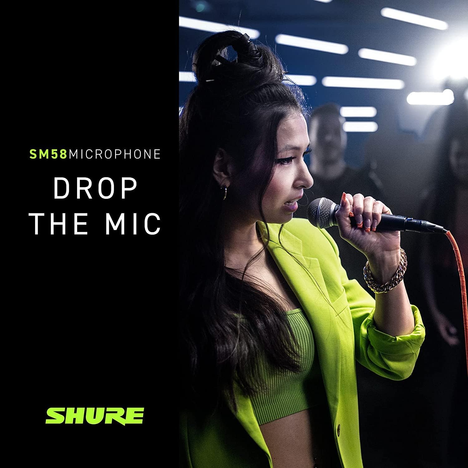 Shure SM58 Professional Dynamic Vocal Microphone with 25-Foot XLR Cable – Cardioid Mic for Live Performance, Studio Recording, Podcasting & Streaming (SM58-CN), Black & Silver