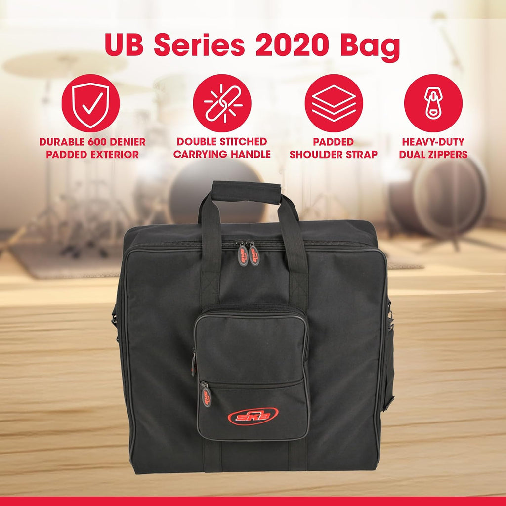 SKB Cases 1SKB-UB2020 UB Series Mixer Case, Padded Audio Equipment Bag for DJ Mixer, Recorder, Controller and Studio Gear, 20 x 20 x 5 Inch, Black