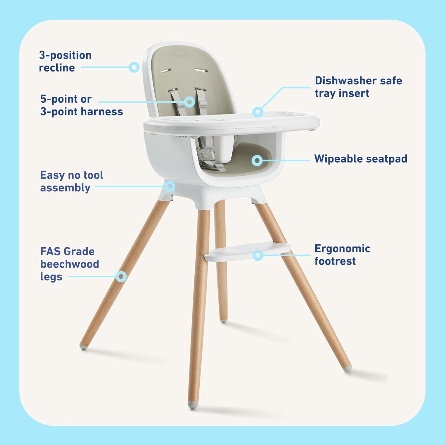 Graco® Table2Table Lux Highchair, 6 Growing Stages from Infant High Chair to Big Kid Chair and Table, Rhodes