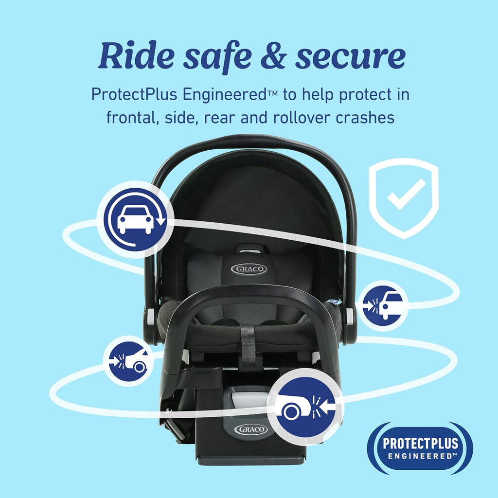 Graco® SnugRide SnugFit Infant Car Seat, Baby Car Seat with Anti Rebound Bar for Extra Safety, No-Rethread Harness, LATCH Equipped Carseat, Baby Essentials, Gift for New Parents, Gotham