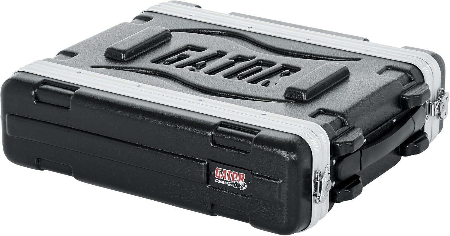 Gator Cases Lightweight Molded 2U Rack Case with Heavy Duty Latches; Shallow 14.25' depth (GR-2S)
