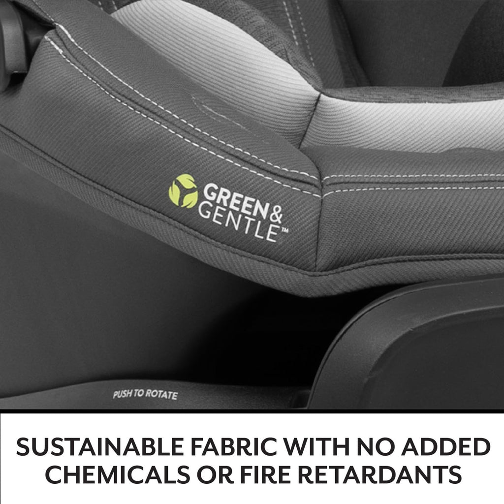 Evenflo Revolve180 LiteMax NXT Rotating Rear-Facing Lightweight Preemie and Infant Car Seat 3-30lbs with Green & Gentle. Easy Install with Base (Primrose Pink)