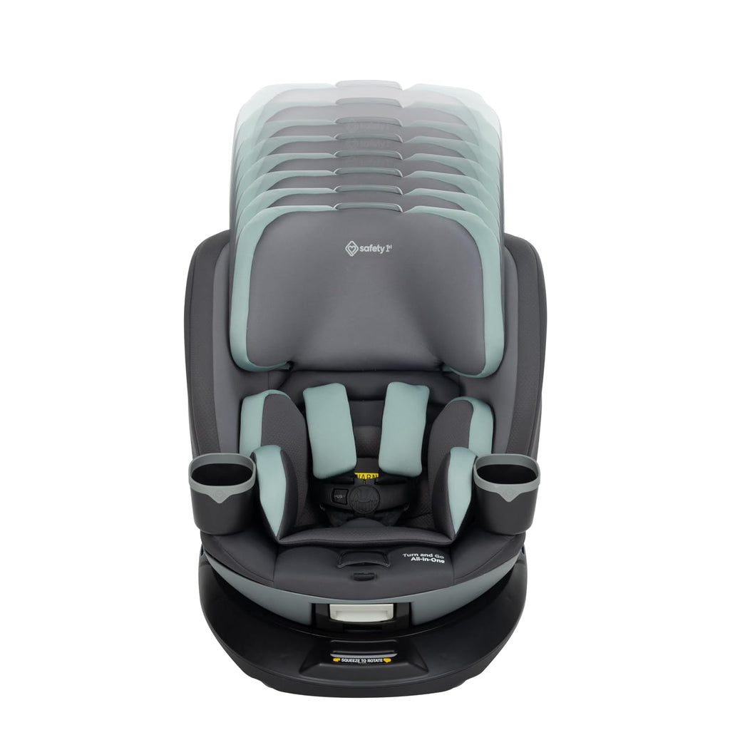 Safety 1st Turn and Go 360 ST Rotating All-in-One Convertible Car Seat, SafetySwivel Technology, SecureTech Installation, 3-in-1 Rear-Facing, Forward-Facing, Booster, 5-100 lbs, Seafoam Mist