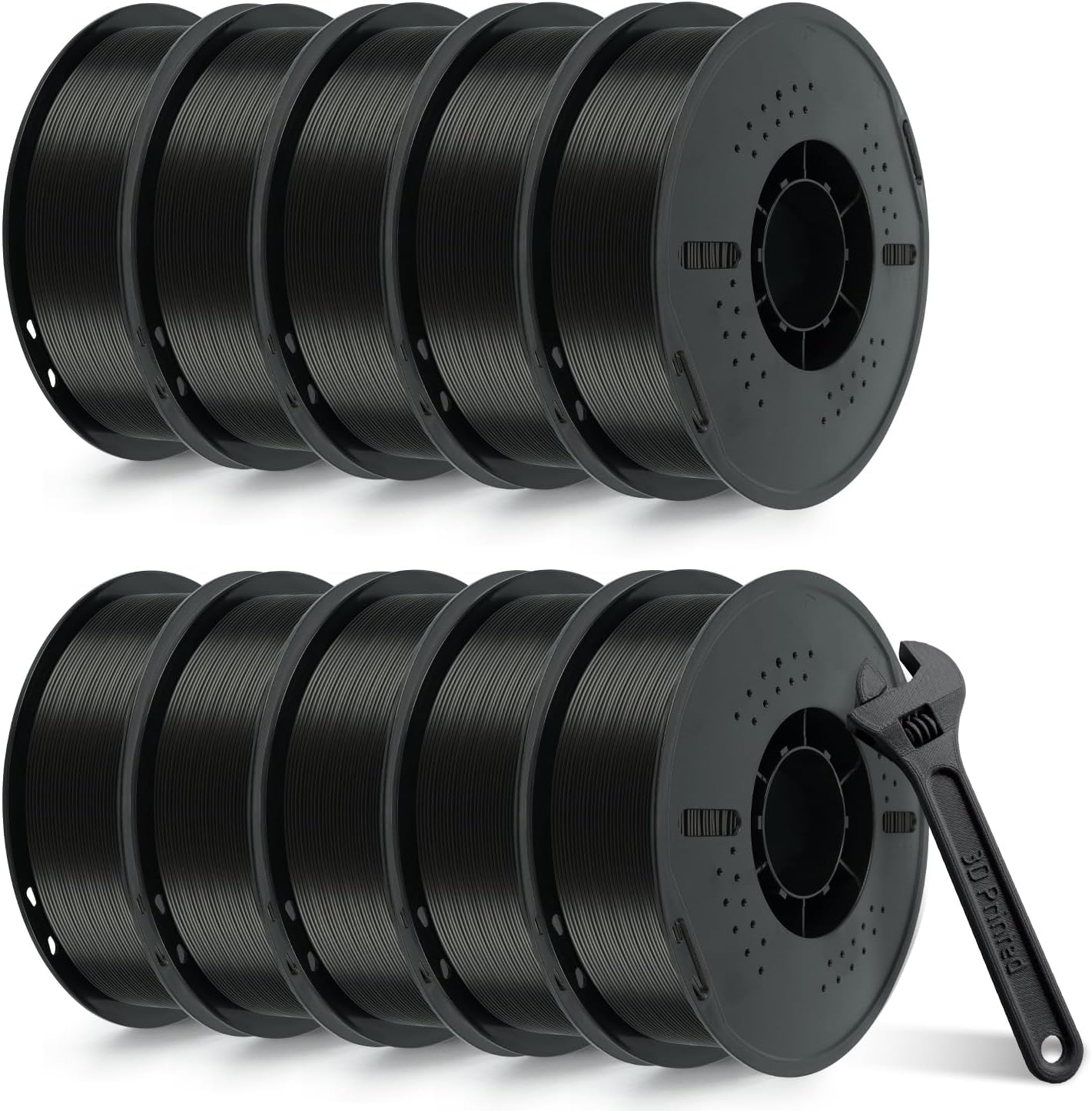 Kingroon PETG 3D Printer Filament, 10 Rolls, Dimensional Accuracy +/- 0.03 mm, 10kg Spool(22lbs), 1.75 mm, Black