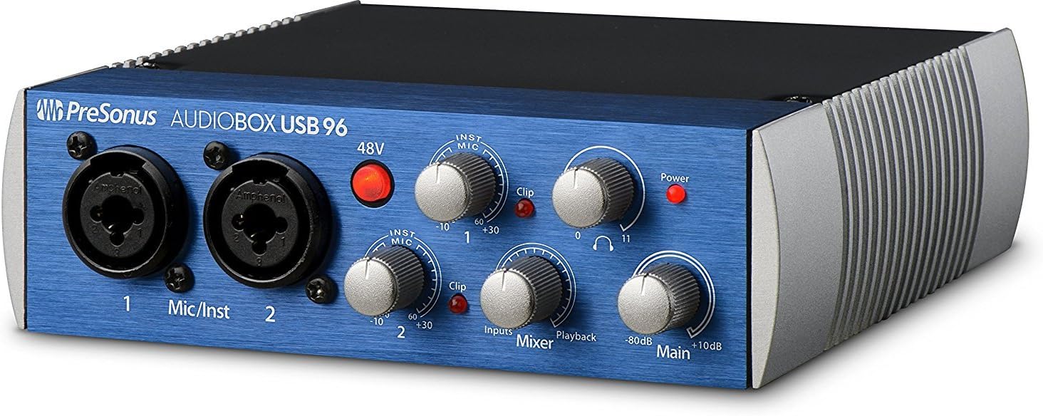 PreSonus AudioBox USB 96 Recording Bundle with Condenser Microphone Shockmount XLR Cable and Studio One Artist + Studio Magic Software (Interface Color May Vary in Blue or Black)