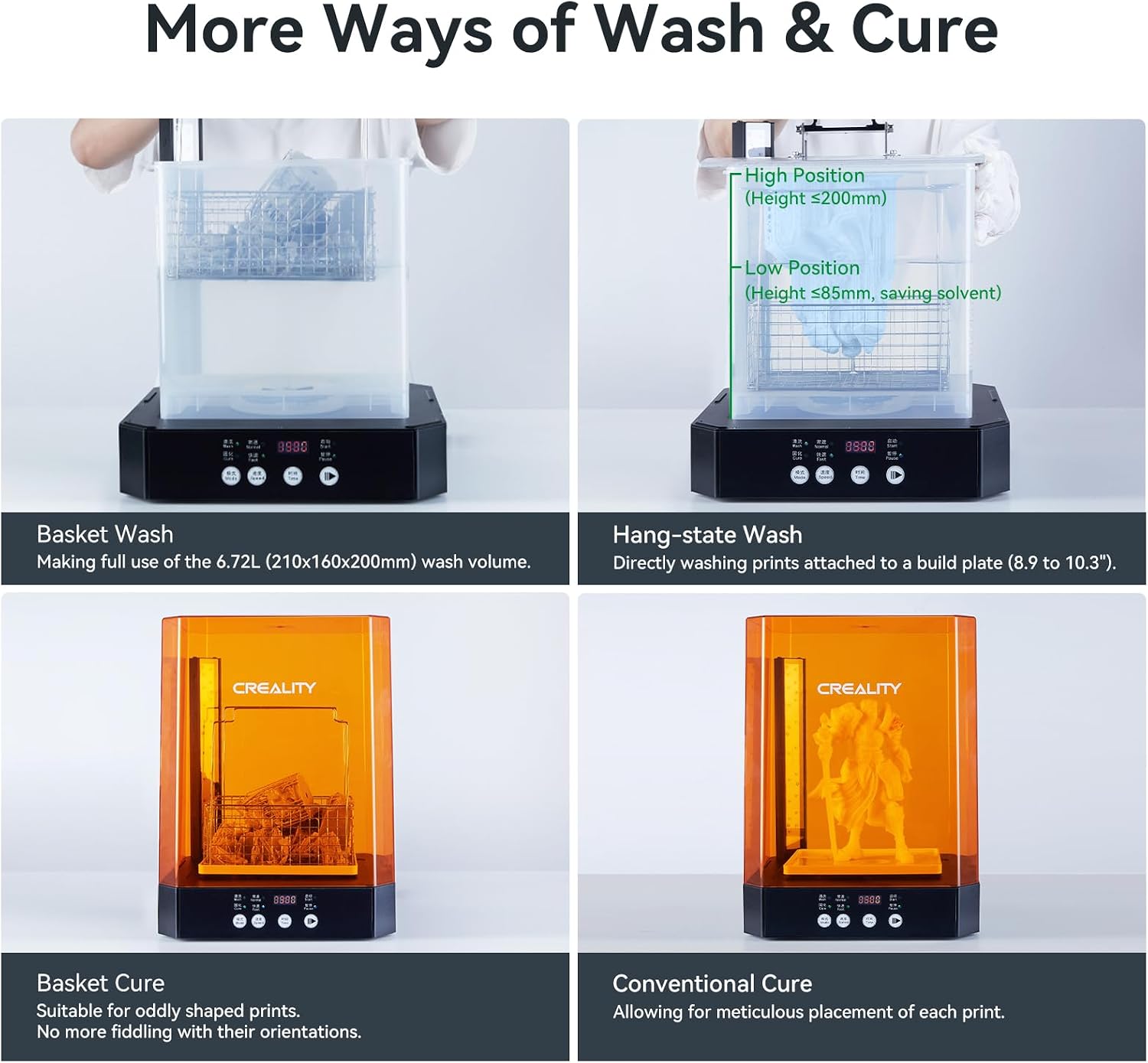Creality Wash and Cure Station UW-03 2 in 1 Machine Resin 3D Printer Upgraded 405nm UV Curing Rotary Box Bucket for LCD/DLP/SLA Size 8.26x6.29x7.87in