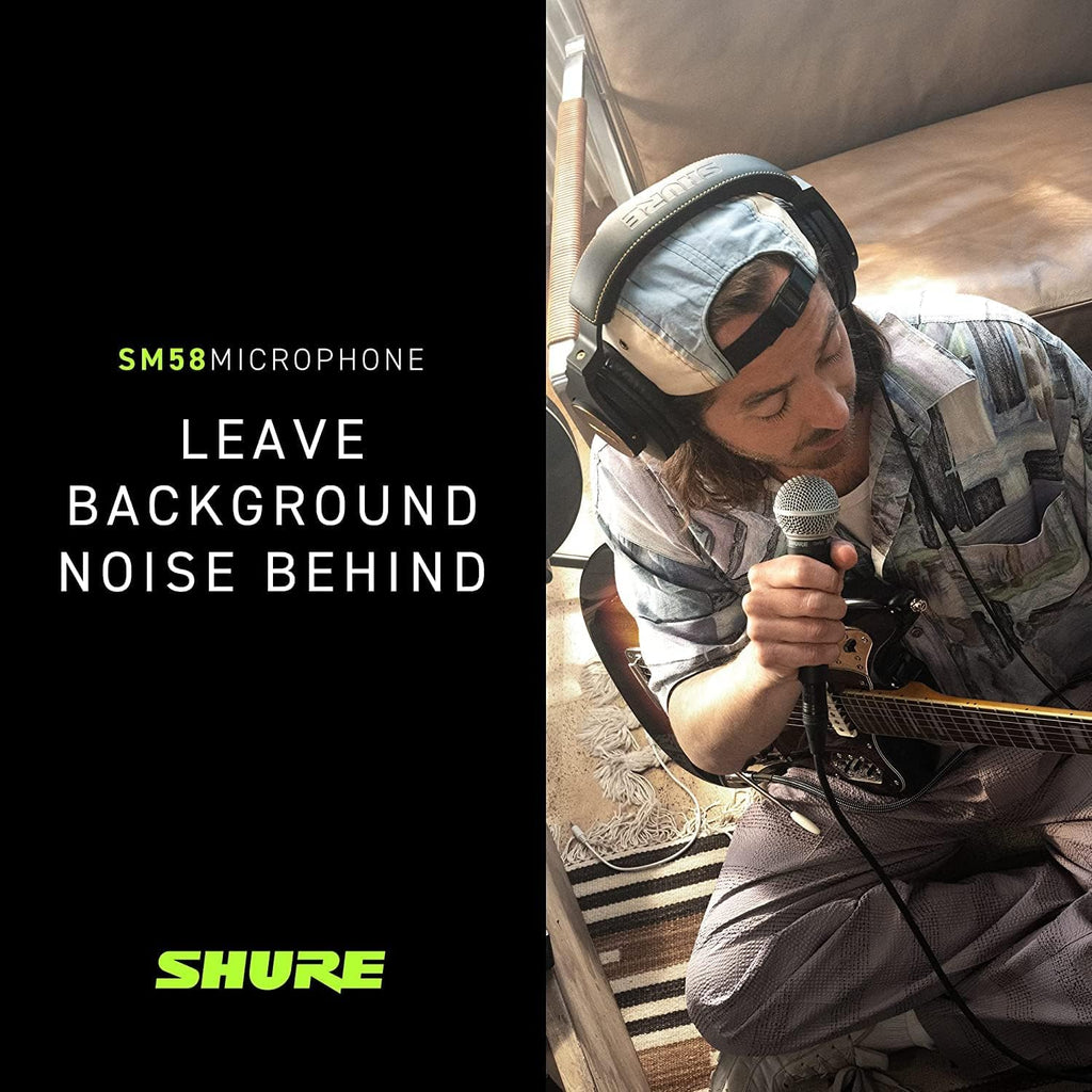 Shure SM58 Professional Dynamic Vocal Microphone with 25-Foot XLR Cable – Cardioid Mic for Live Performance, Studio Recording, Podcasting & Streaming (SM58-CN), Black & Silver