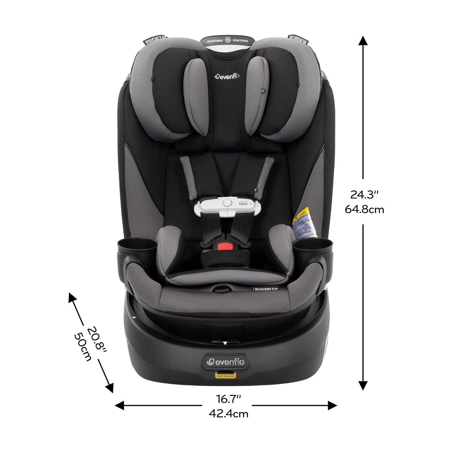 Evenflo Gold Revolve360 Slim 2-in-1 Rotational Car Seat with SensorSafe (Obsidian Black)
