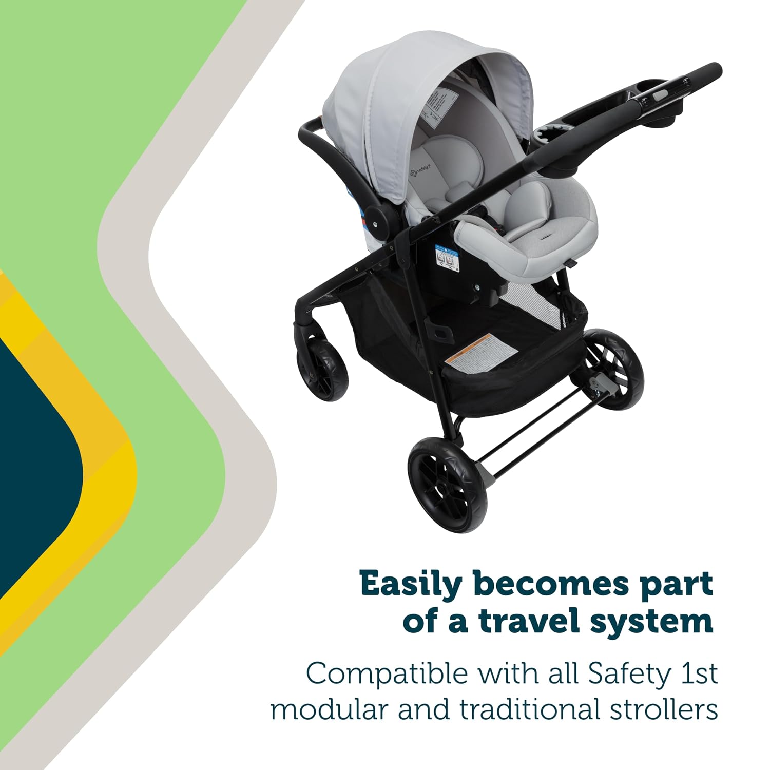 Safety 1st® onBoard™ Slide DLX Infant Car Seat w/SafetySlide™ Base, Easy-Install Rigid Latch, Lightweight Rear-Facing Seat, Newborn Carrier, Extra-Large Canopy, Travel System Ready, Dusty Marble