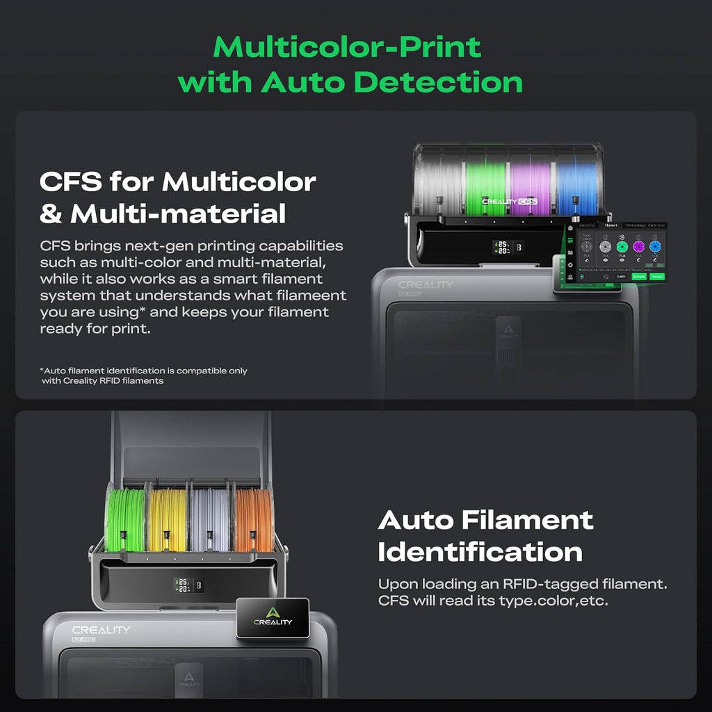 Creality K2 Pro Combo (A) 3D Printer, Multicolor Color Printing with CFS, 600mm/s High-Speed, Dual AI Camera, Active Chamber Heating, Auto Leveling, Large Build Volume 300×300×300mm