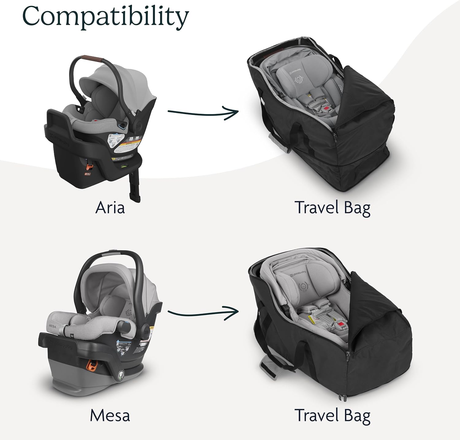 UPPAbaby Travel Bag for Aria and Mesa Infant Car Seats/Easy-Carry Handles + Durable Design/TravelSafe
