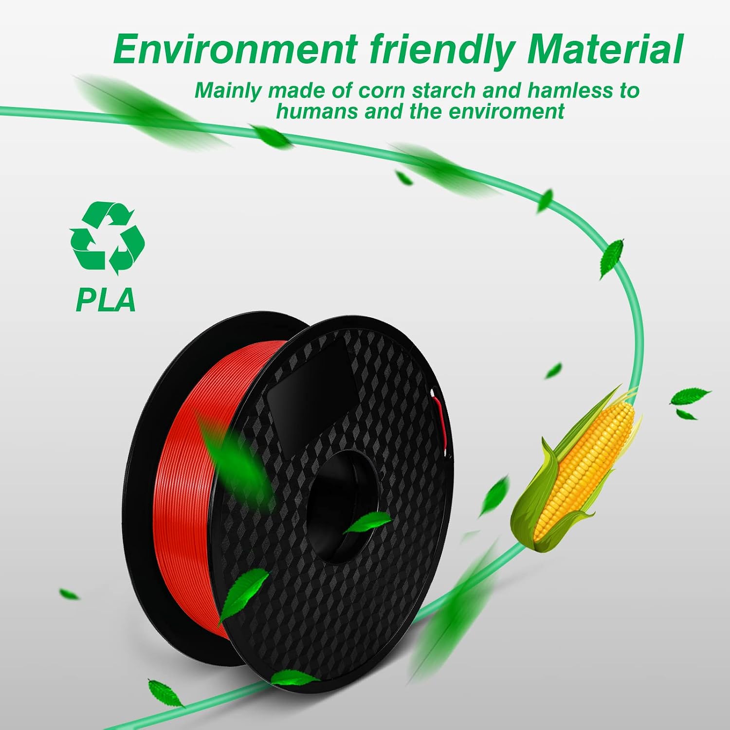 Kingroon PLA 3D Printer Filament, 10 Rolls, Dimensional Accuracy +/- 0.02 mm, 10kg Spool(22lbs), 1.75 mm，Black White Grey Red Blue Green Purple Skin Silver Yellow