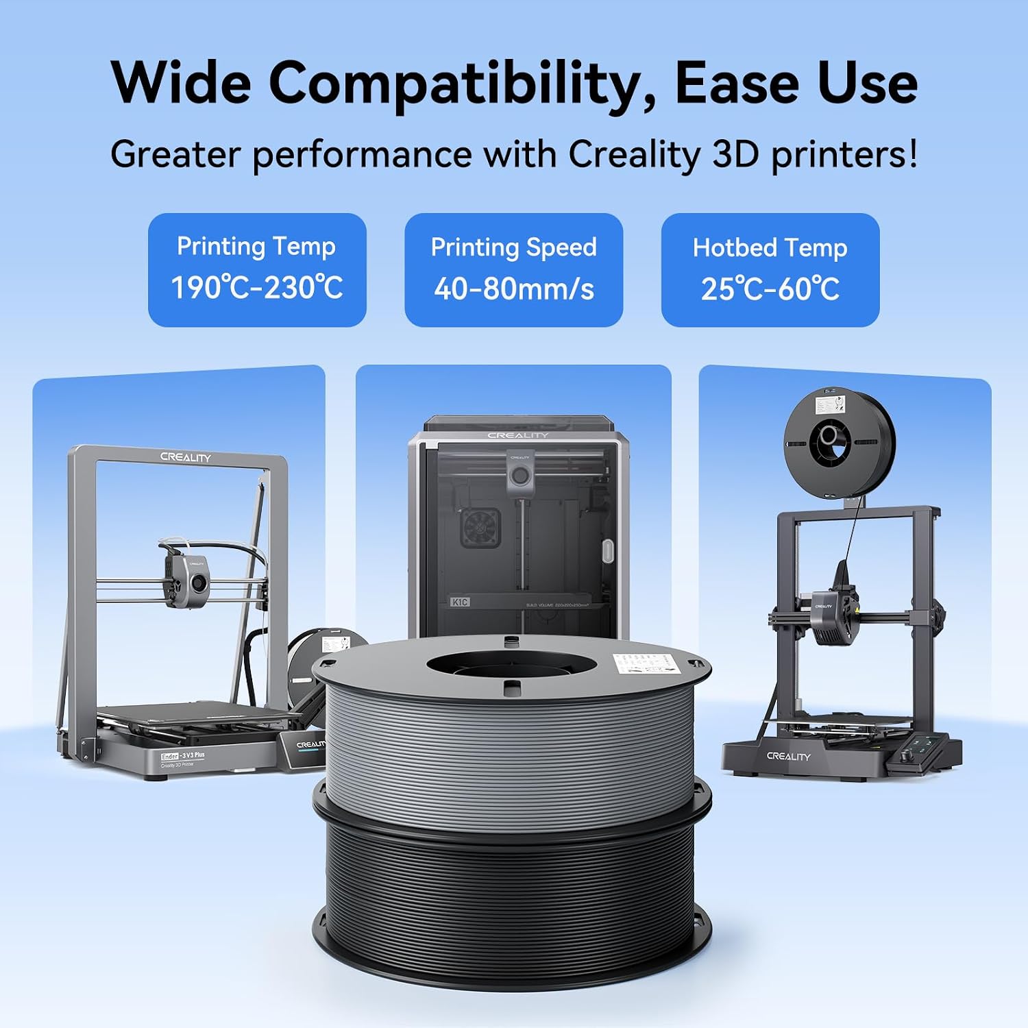 Creality K2 SE 3D Printer, Max High-Speed 500mm/s, Support Multicolor Printing Needs CFS Bundle with Creality 2kg Black & White PLA