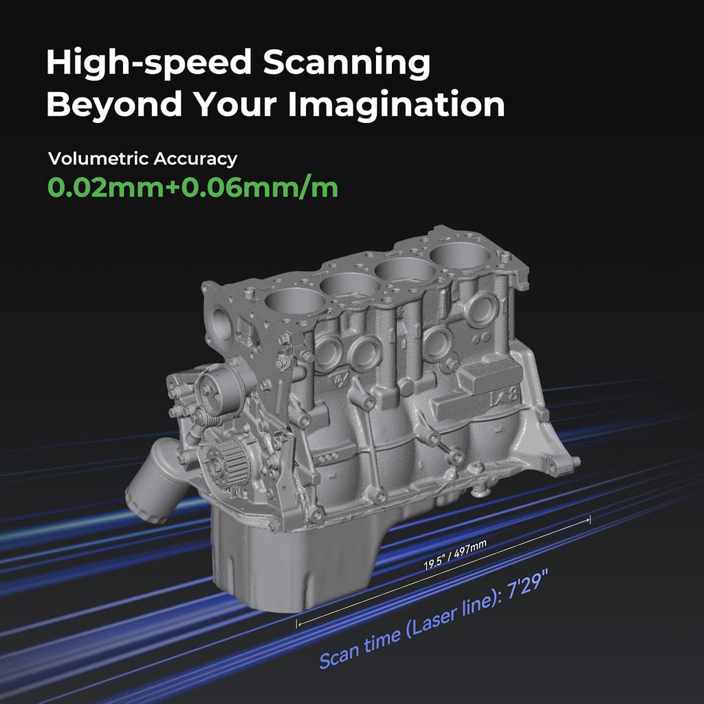 Creality 3D Scanner Raptor X for 3D Printing, 60fps, 34 Cross Blue Laser & NIR, WiFi 6 Handheld Scanner, 0.02mm Accuracy, 24-Bit Full-Color Scanning for iOS/Android/Win/macOS