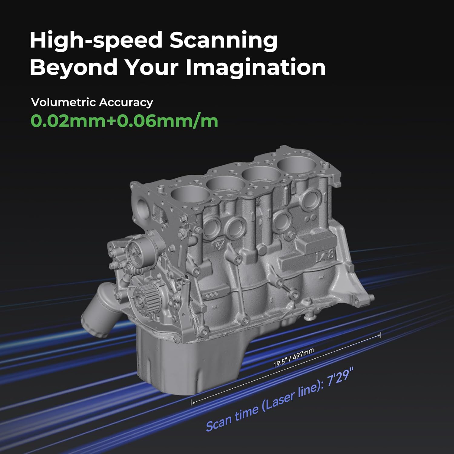 Creality 3D Scanner Raptor X for 3D Printing, 60fps, 34 Cross Blue Laser & NIR, WiFi 6 Handheld Scanner, 0.02mm Accuracy, 24-Bit Full-Color Scanning for iOS/Android/Win/macOS