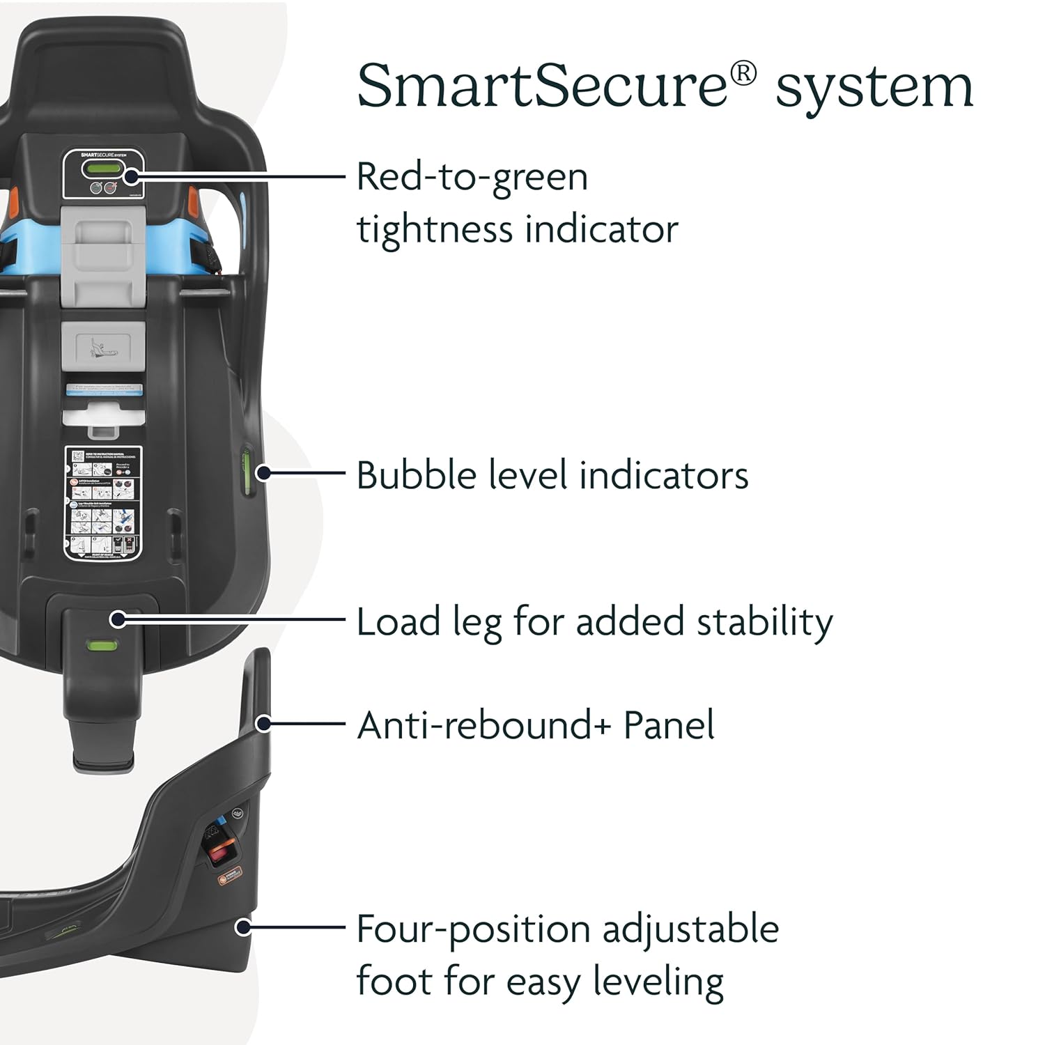 UPPAbaby Extra Aria Car Seat Base/Compatible with Aria Infant Car Seats/SmartSecure Installation with Load Leg