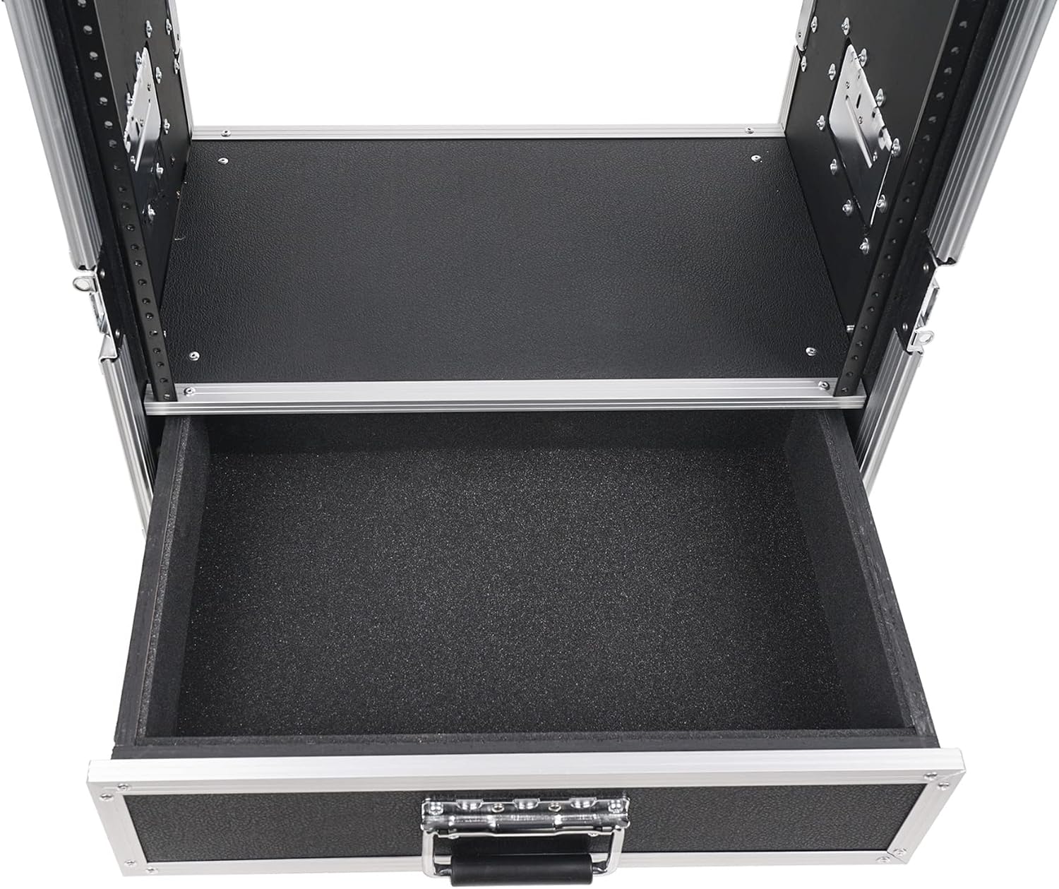 Sound Town 8U Rack Case with 2U Rack Drawer, Casters, for 19' Amps, Mixers, Microphone Receivers (STRC-8U2DR)