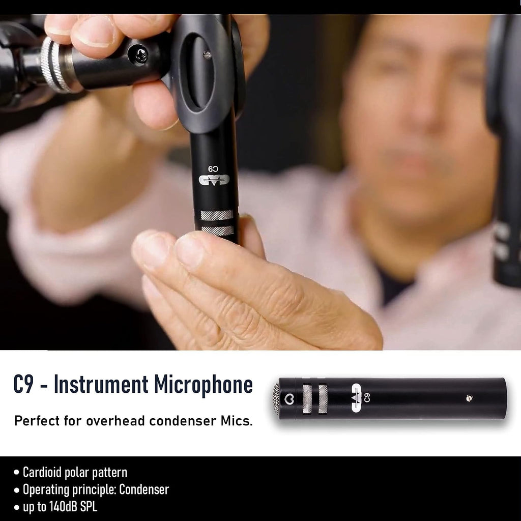 CAD Audio Stage7 Premium 7-Piece Drum Instrument Mic Pack with Vinyl Carrying Case + 7 On Stage Microphones Cables, 20 Feet