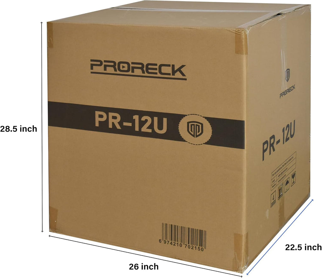 PRORECK 12U Rack/Road Case With Slant Mixer Top, And Casters, 20'' Rackable Depth, Plywood, 12U Installation Size, Pro Stage Performance