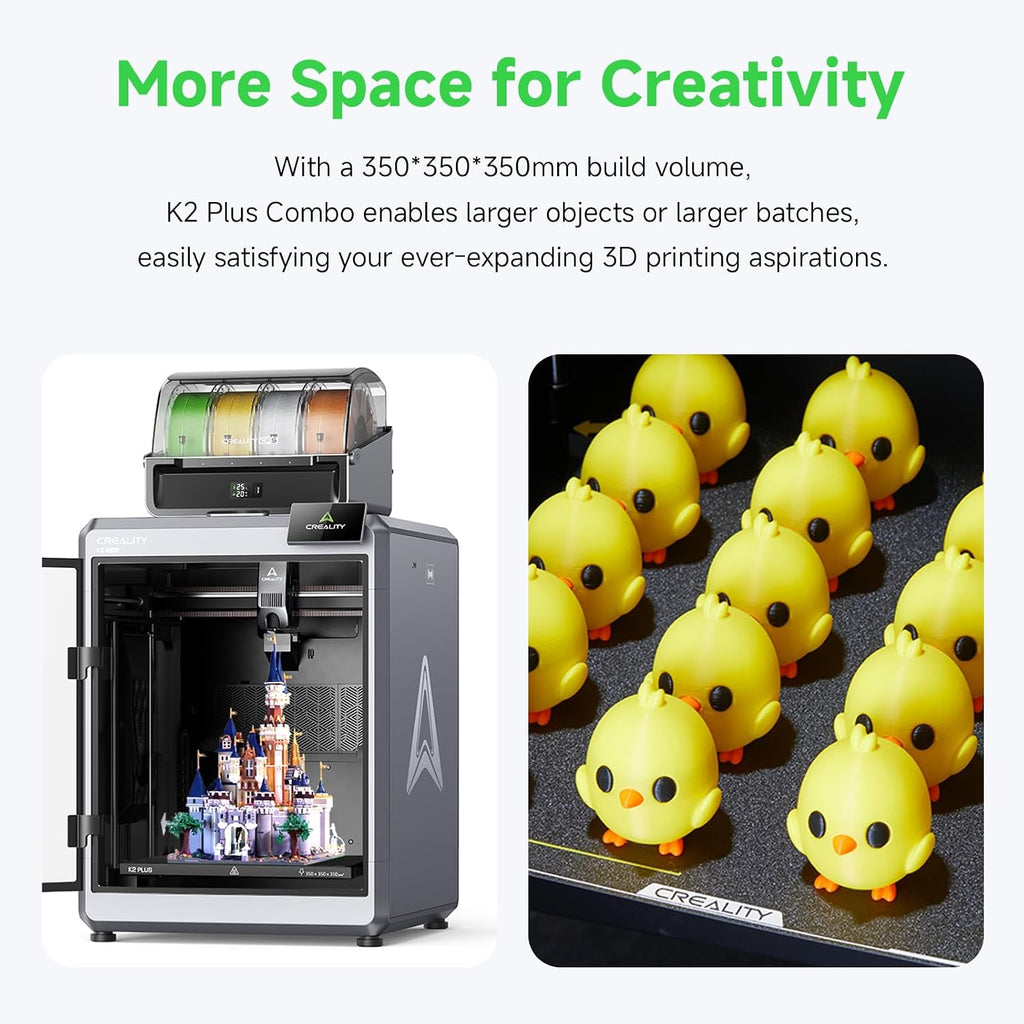 Official Creality K2 Plus Combo 3D Printers, Multicolor Printing Machine Up to 16 Colors, 600mm/s High-Speed Printing, Dual AI Camera for Monitoring, 350x350x350mm Build Volume