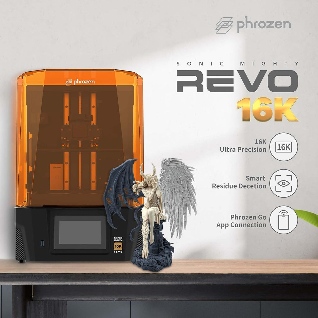 Phrozen Sonic Mighty Revo 16K LCD Resin 3D Printer, 10.1' Mono LCD, Ultra-High Resolution 14×19µm, Build Volume 211.68×118.37×235mm, One-Touch Calibration, Smart Failure Detection, App Control