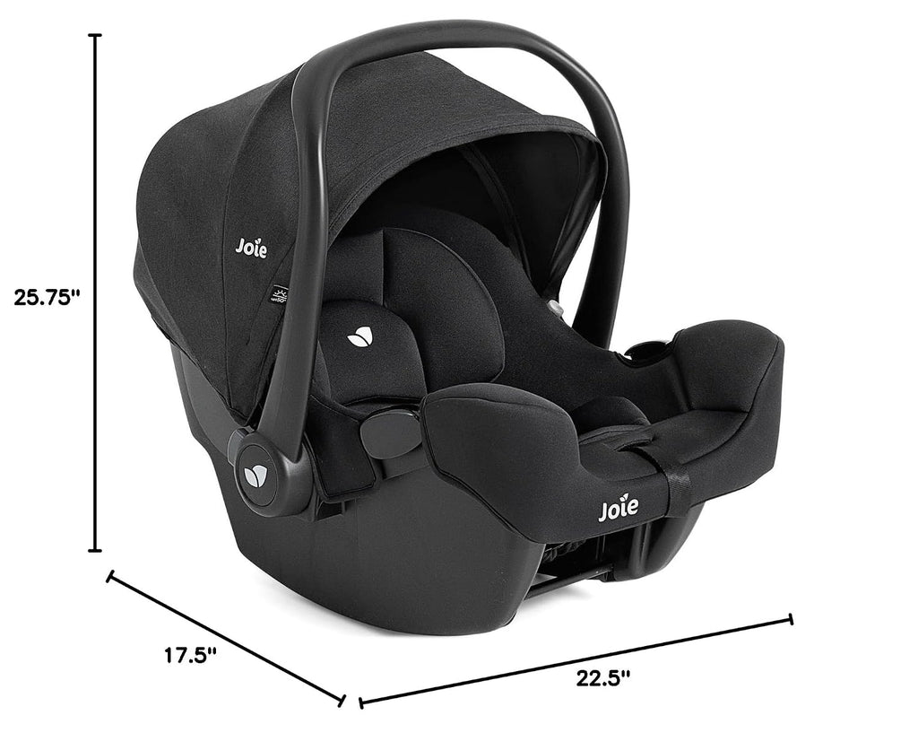 Joie Rue Lightweight Infant Car Seat & Anti-Rebound Base –Side-Impact Protection, 5-Point Harness, and UPF 50+ Canopy for Newborns and Infants (Shale Dark)