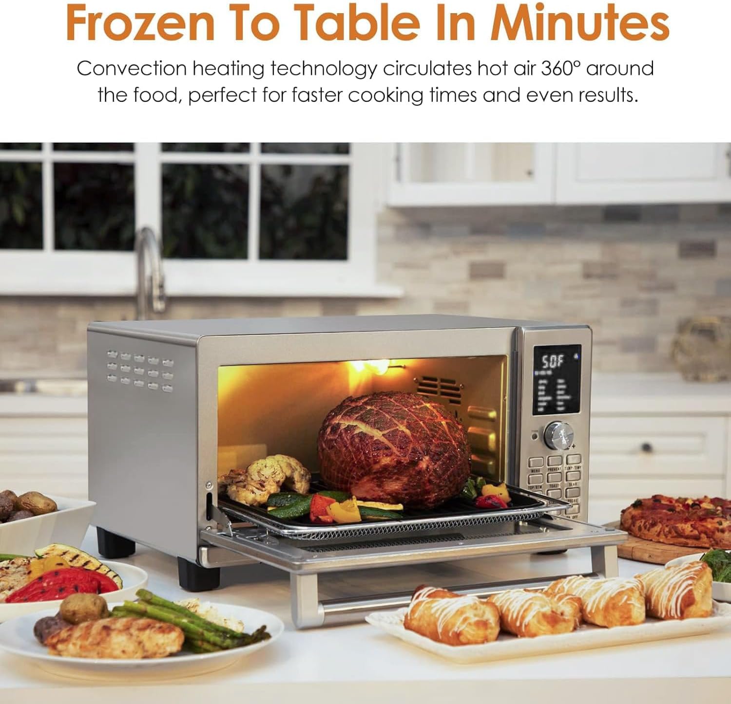 NUWAVE Bravo XL Air Fryer Convection Toaster Oven Countertop, 112-in-1 Smart Grill Combo with Original Flavors & Marks, Adjustable Heating Zones for Pizza, Roast, Bake, 50-500°F, Stainless Steel, 30QT