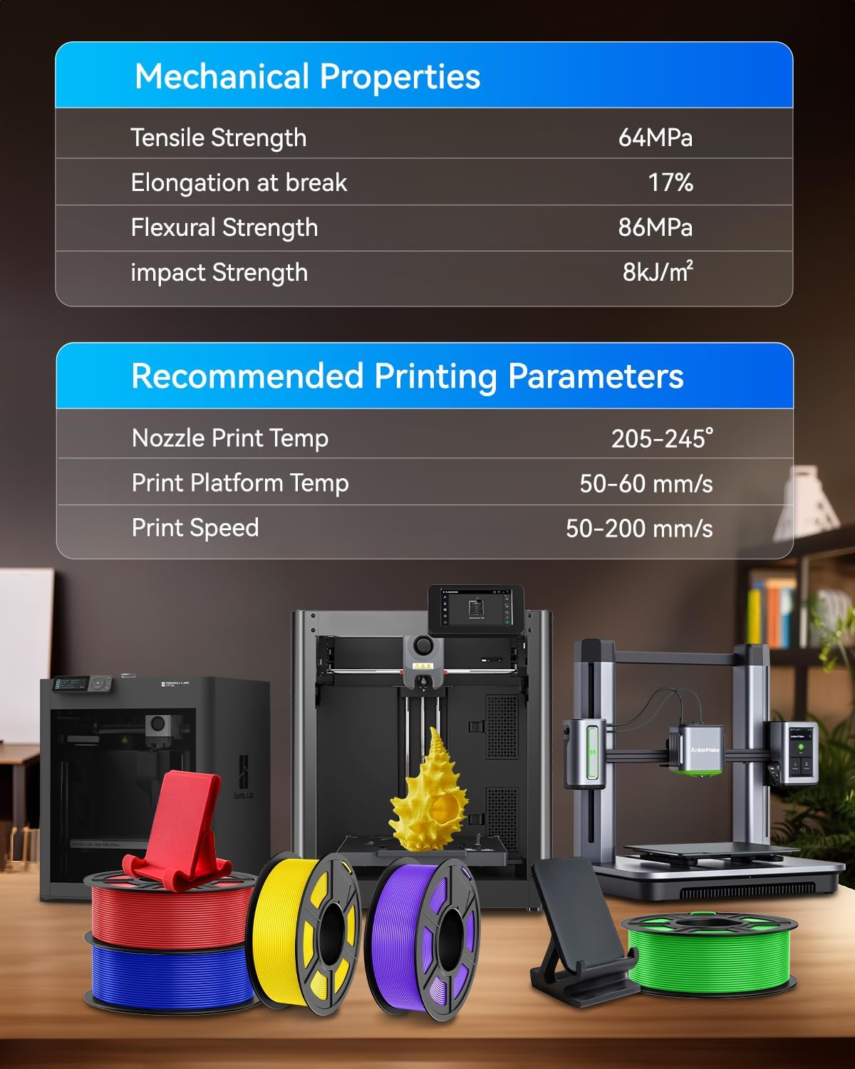 JAYO PLA+ Filament 1.75mm, 3D Printer Filament Bundle, 1.1 Kg Per Spool 10 Pack, Black*2+White*2+Chocolate+Sky Blue+Sakura Pink+Sunny Orange+Mint Green+Cherry Red